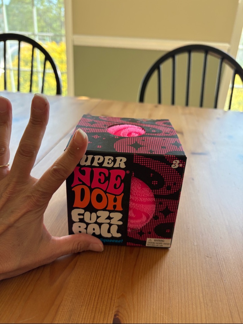 Super NeeDoh Fuzz Ball Plush Squeeze Toy - Pink - Picture 5 of 5